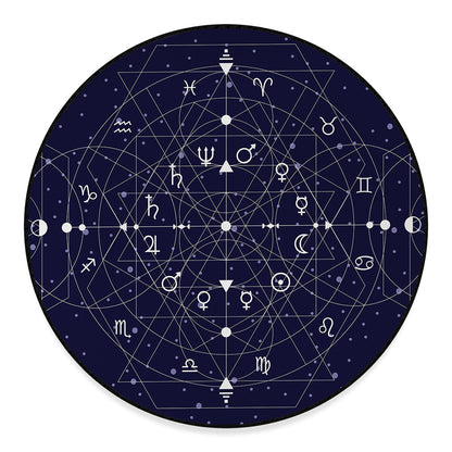 Geometric Moon Phase Print Round Floor Mat