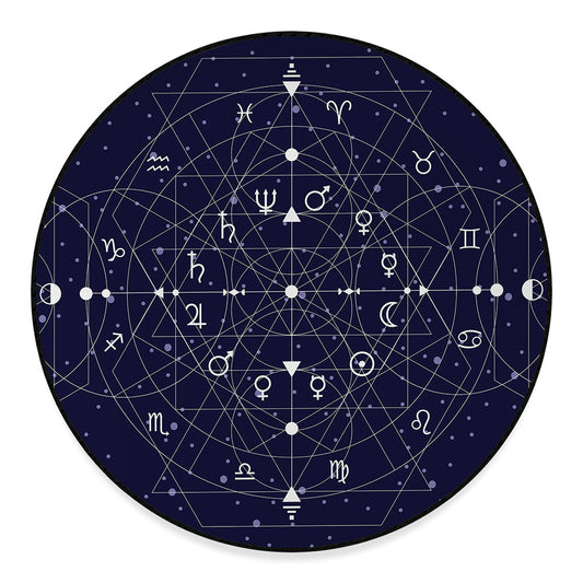 Geometric Moon Phase Print Round Floor Mat