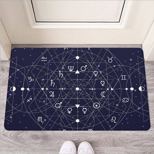 Geometric Moon Phase Print Rubber Doormat