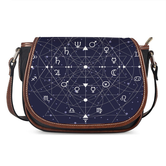 Geometric Moon Phase Print Saddle Bag