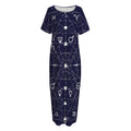 Geometric Moon Phase Print Short Sleeve Long Nightdress