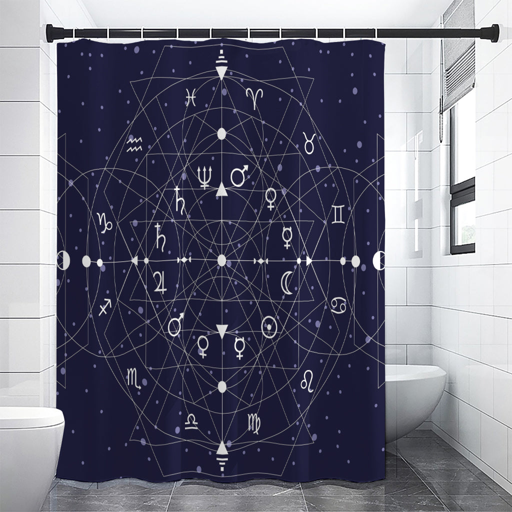 Geometric Moon Phase Print Shower Curtain