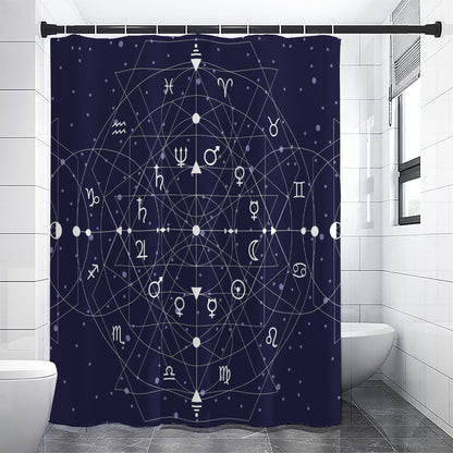 Geometric Moon Phase Print Shower Curtain