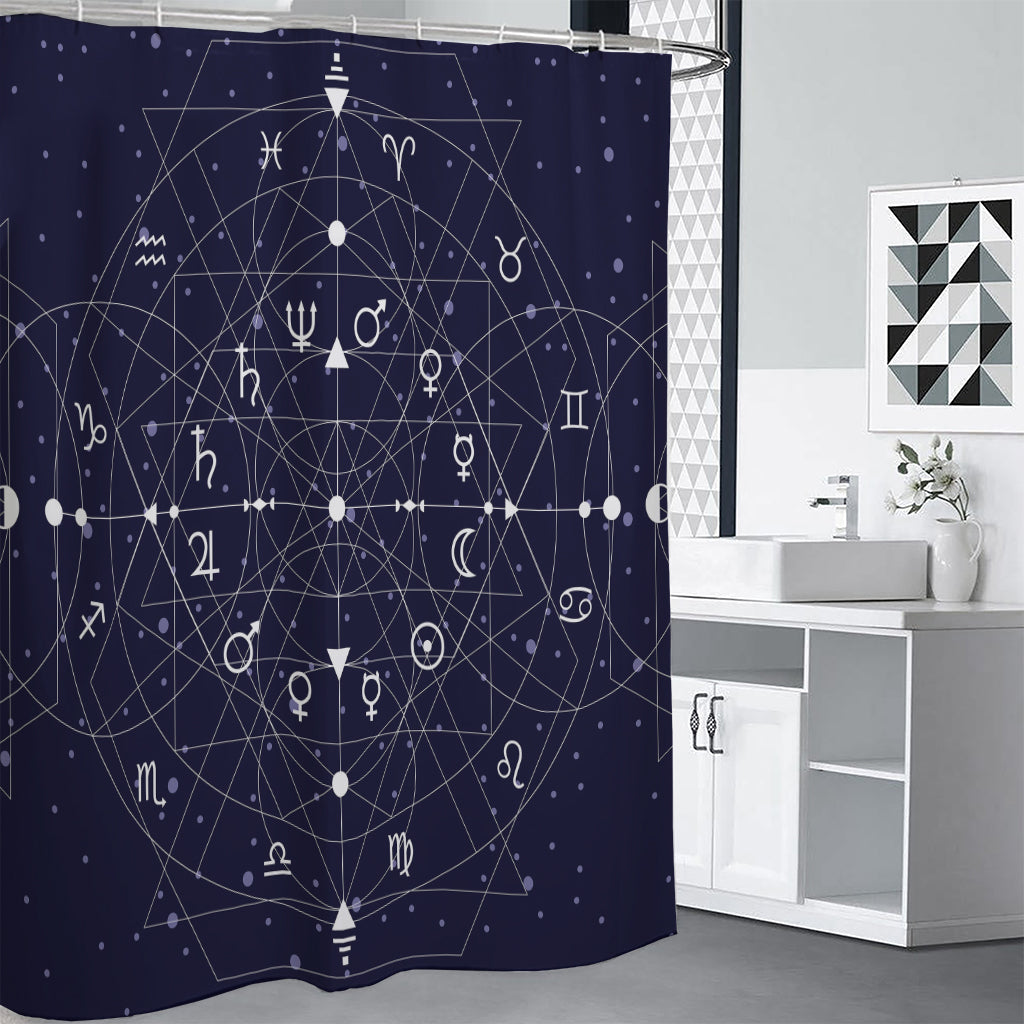 Geometric Moon Phase Print Shower Curtain