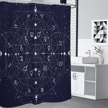 Geometric Moon Phase Print Shower Curtain