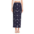 Geometric Moon Phase Print Side Slit Maxi Skirt