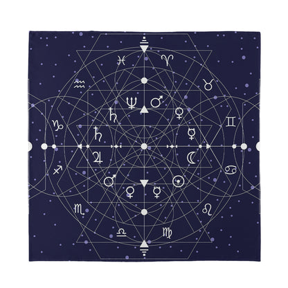 Geometric Moon Phase Print Silk Bandana