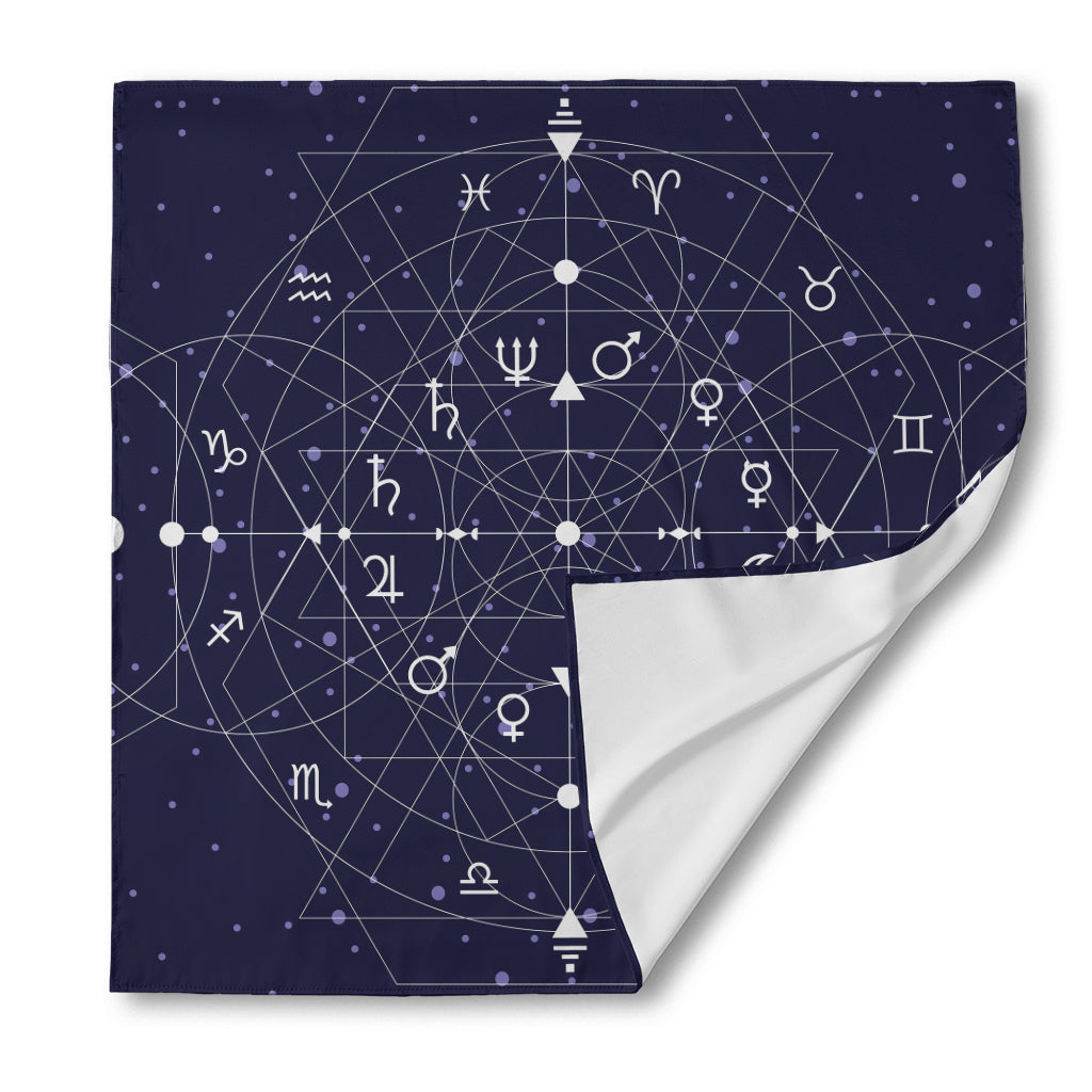 Geometric Moon Phase Print Silk Bandana