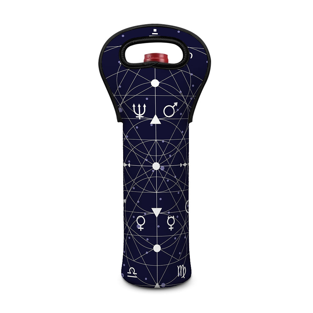 Geometric Moon Phase Print Single Neoprene Wine Tote
