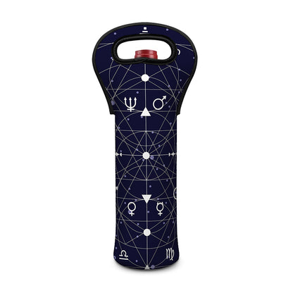 Geometric Moon Phase Print Single Neoprene Wine Tote