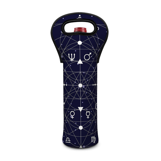 Geometric Moon Phase Print Single Neoprene Wine Tote