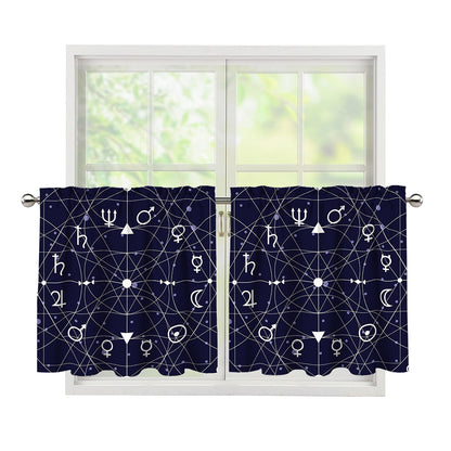 Geometric Moon Phase Print Tier Curtains