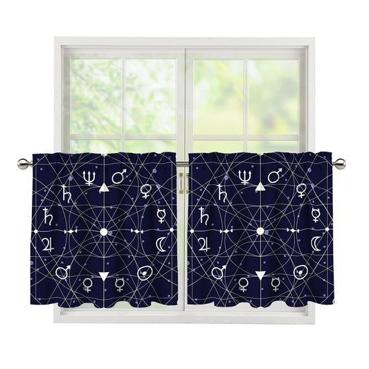 Geometric Moon Phase Print Tier Curtains