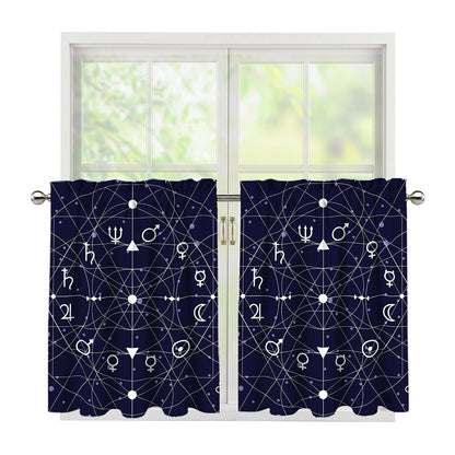 Geometric Moon Phase Print Tier Curtains