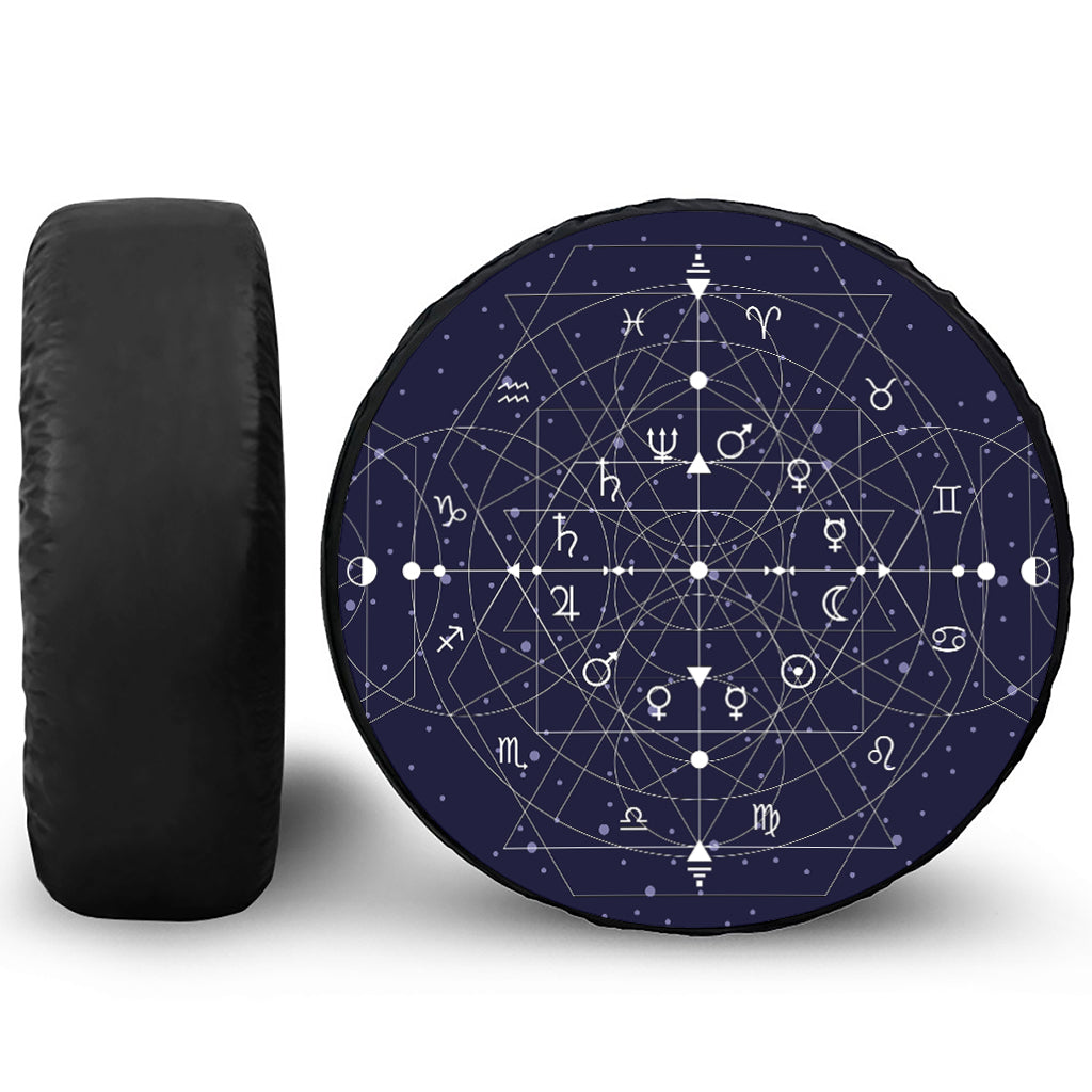 Geometric Moon Phase Print Tire Cover