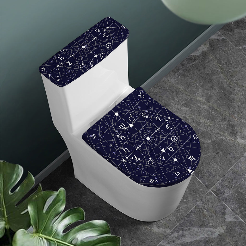 Geometric Moon Phase Print Toilet Lid And Tank Cover Set