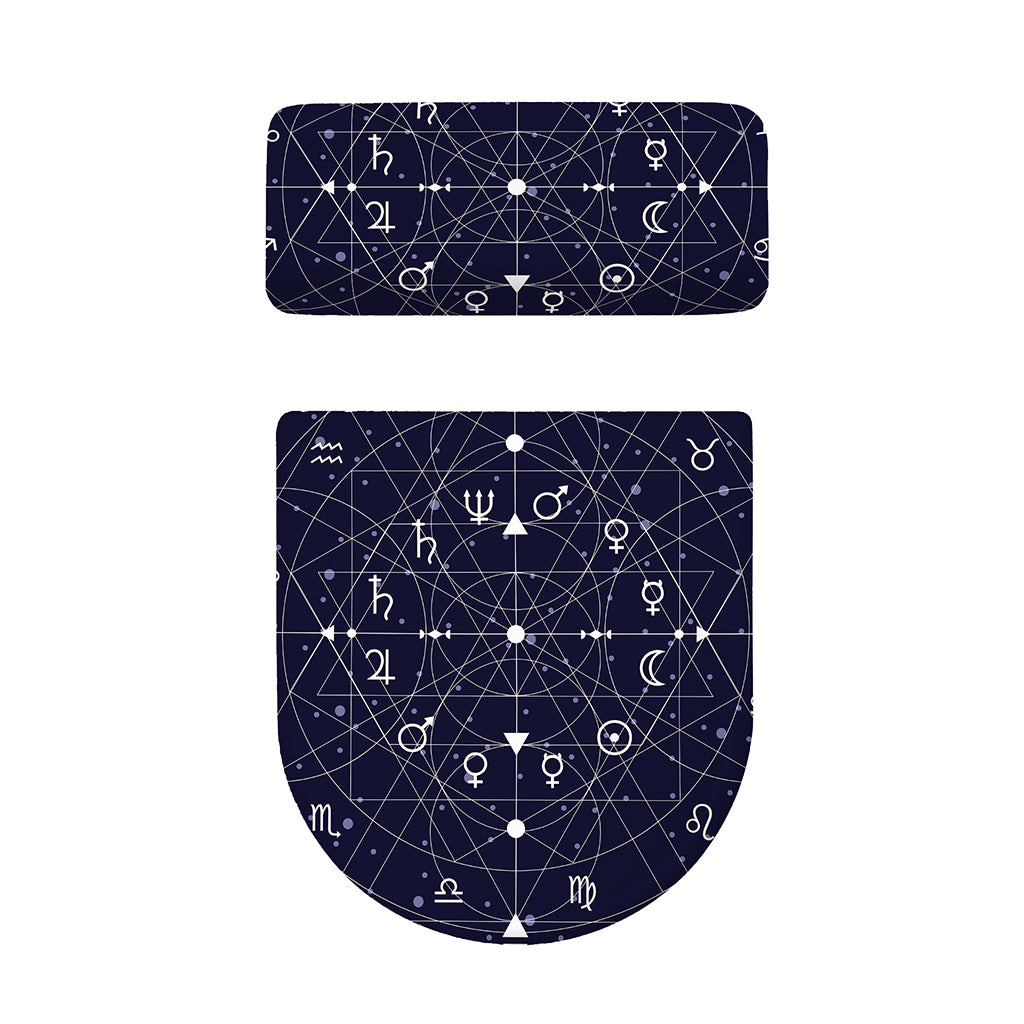 Geometric Moon Phase Print Toilet Lid And Tank Cover Set