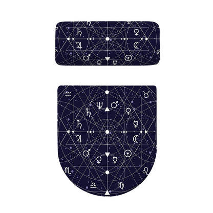 Geometric Moon Phase Print Toilet Lid And Tank Cover Set