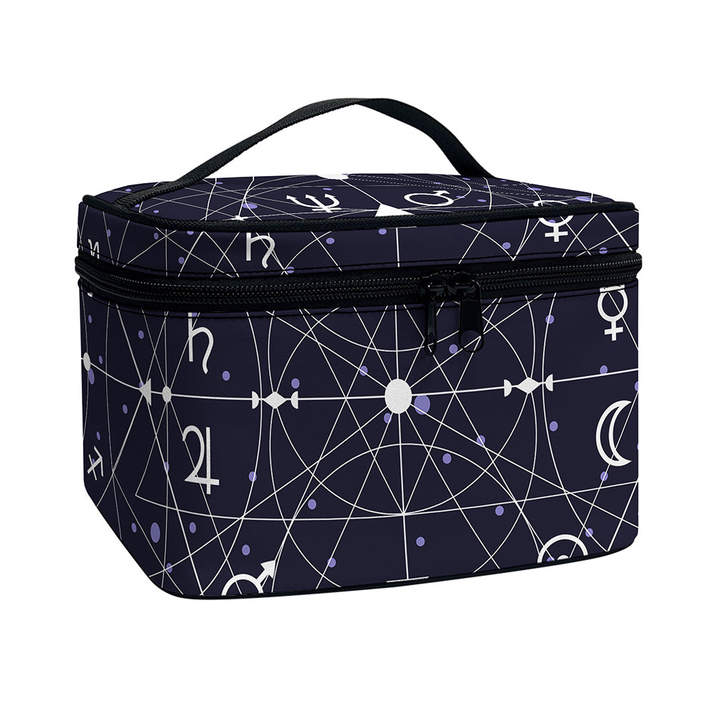 Geometric Moon Phase Print Travel Makeup Bag