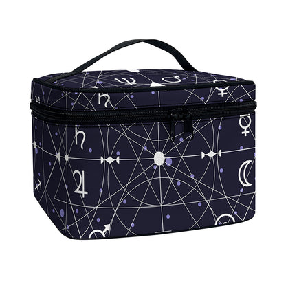 Geometric Moon Phase Print Travel Makeup Bag