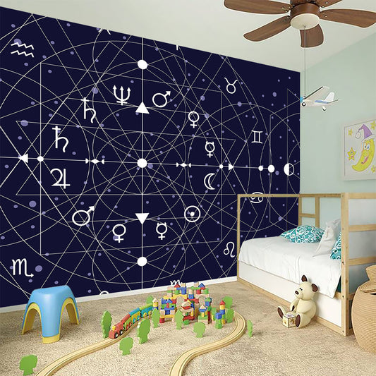 Geometric Moon Phase Print Wall Sticker