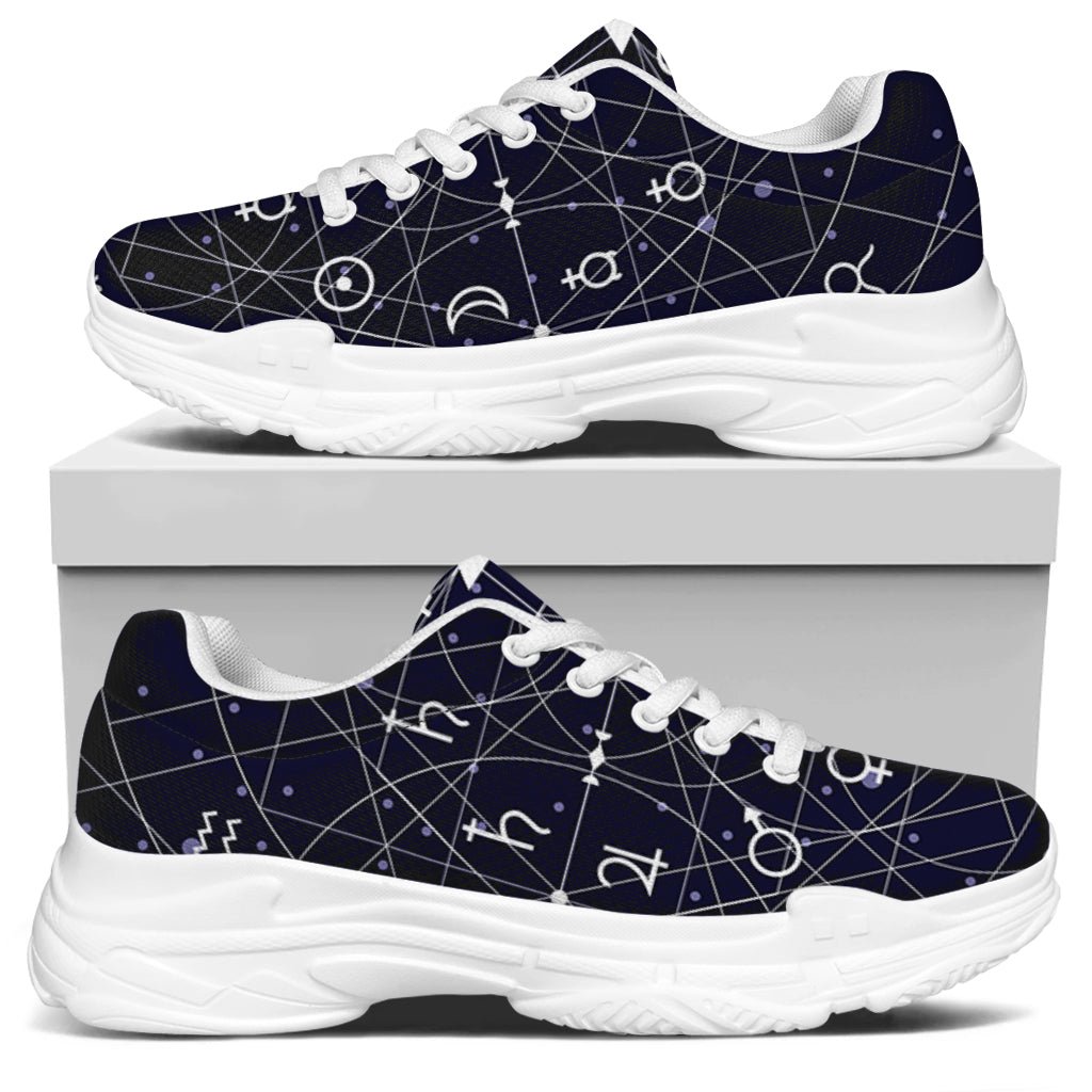 Geometric Moon Phase Print White Chunky Shoes