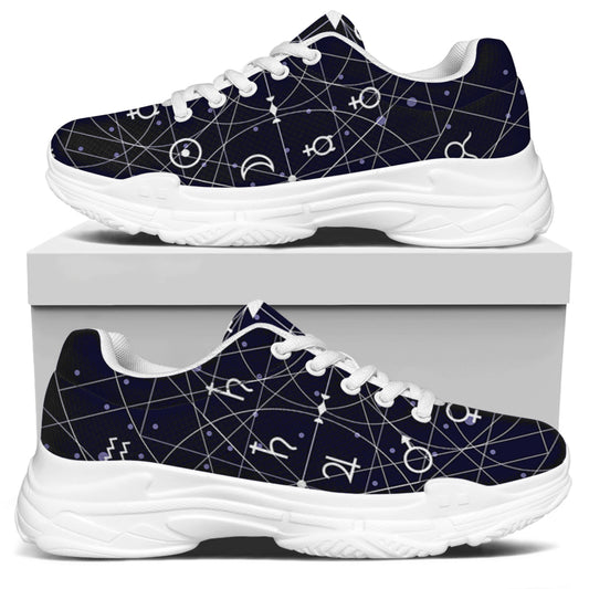 Geometric Moon Phase Print White Chunky Shoes