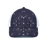 Geometric Moon Phase Print White Mesh Trucker Cap