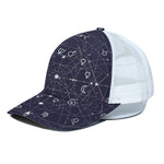 Geometric Moon Phase Print White Mesh Trucker Cap
