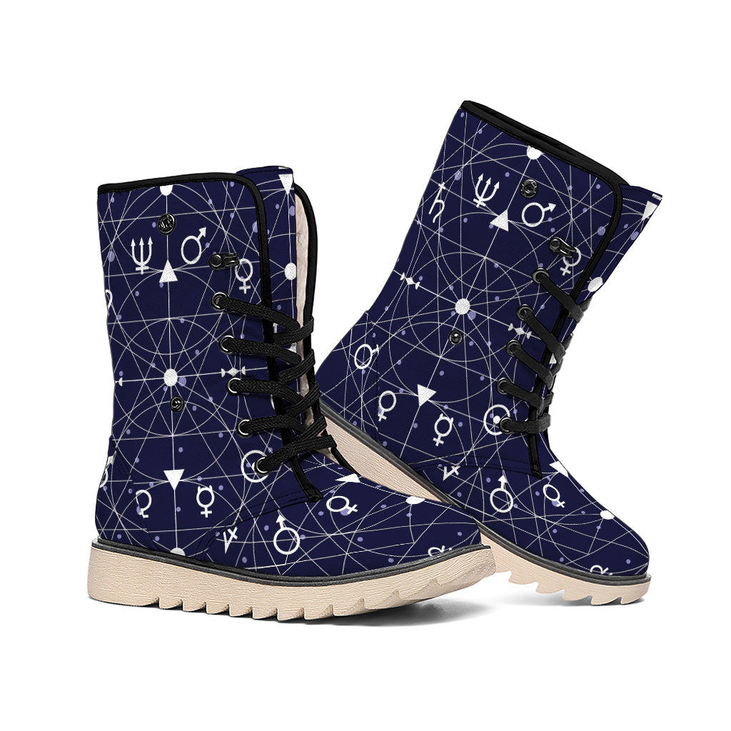 Geometric Moon Phase Print Winter Boots