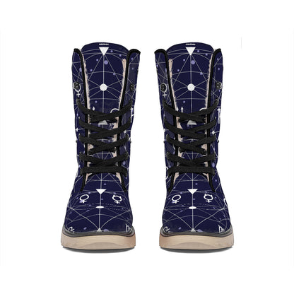 Geometric Moon Phase Print Winter Boots
