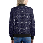 Geometric Moon Phase Print Women's Bomber Jacket