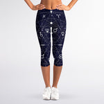 Geometric Moon Phase Print Women's Capri Leggings