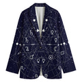 Geometric Moon Phase Print Women's Cotton Blazer