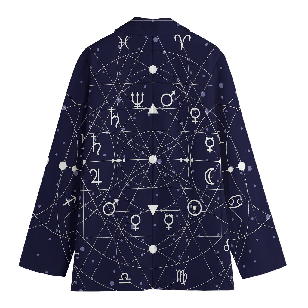 Geometric Moon Phase Print Women's Cotton Blazer