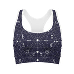 Geometric Moon Phase Print Women's Sports Bra