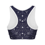 Geometric Moon Phase Print Women's Sports Bra