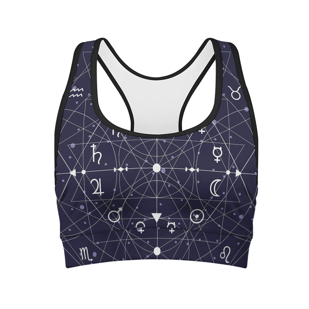 Geometric Moon Phase Print Women's Sports Bra
