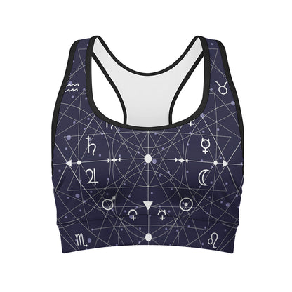 Geometric Moon Phase Print Women's Sports Bra