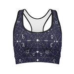Geometric Moon Phase Print Women's Sports Bra