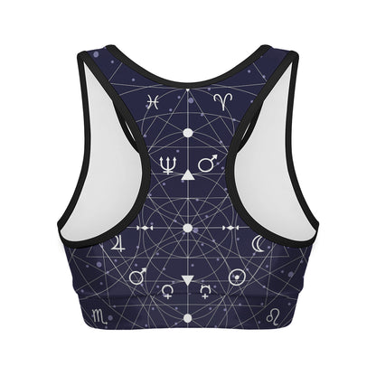 Geometric Moon Phase Print Women's Sports Bra