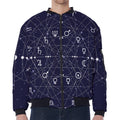 Geometric Moon Phase Print Zip Sleeve Bomber Jacket