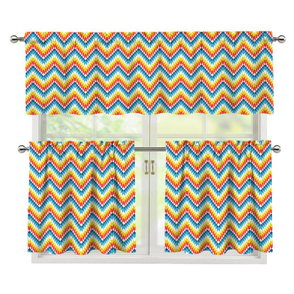 Geometric Native American Pattern Print 3 Piece Kitchen Curtains