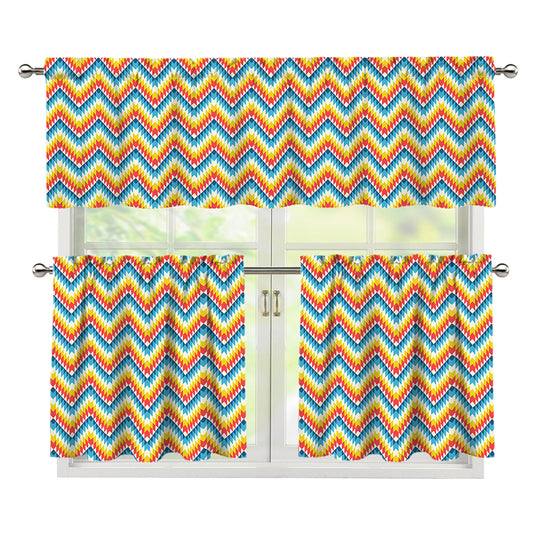 Geometric Native American Pattern Print 3 Piece Kitchen Curtains