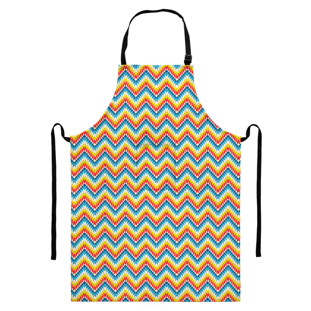 Geometric Native American Pattern Print Bib Apron With Pocket
