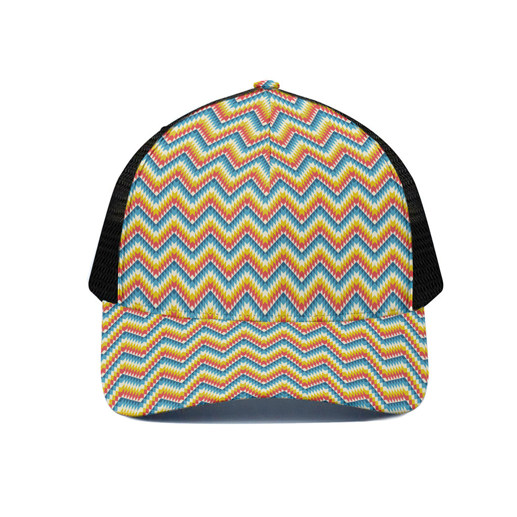 Geometric Native American Pattern Print Black Mesh Trucker Cap