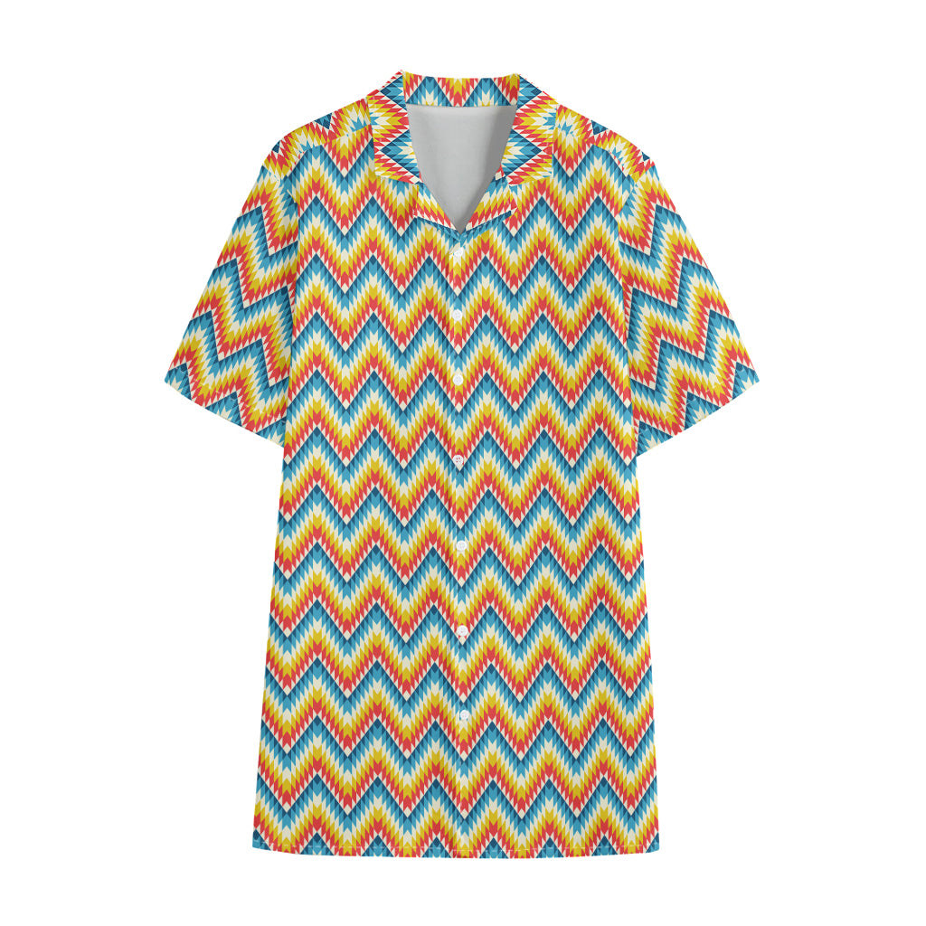 Geometric Native American Pattern Print Cotton Hawaiian Shirt