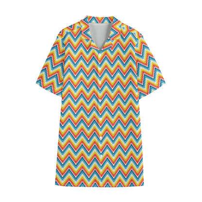 Geometric Native American Pattern Print Cotton Hawaiian Shirt