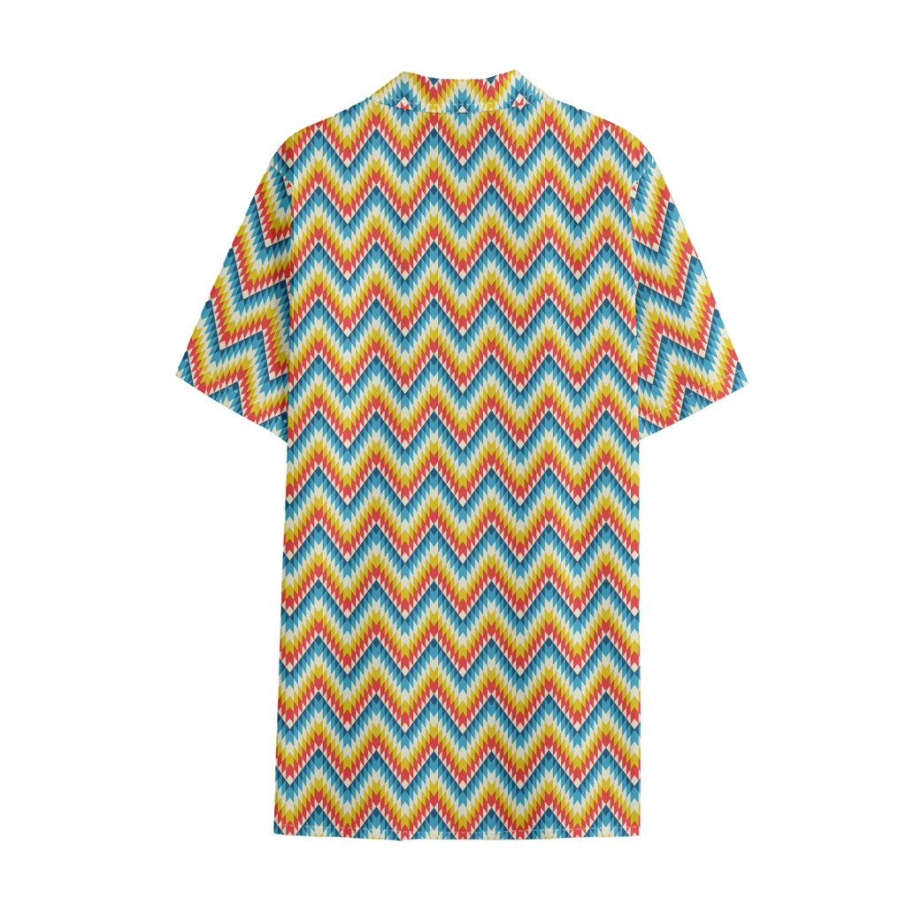 Geometric Native American Pattern Print Cotton Hawaiian Shirt