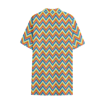 Geometric Native American Pattern Print Cotton Hawaiian Shirt